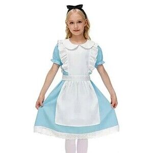 Classic Alice-Inspired Light Blue and White Girls' Halloween Costume